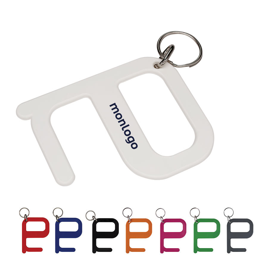 PORTE-CLÉS SANS CONTACT ANTIMICROBIEN A PERSONNALISER 'HIGIENO'