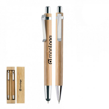 PARURE STYLO/STYLET ET PORTE MINES EN BAMBOU ALONA'