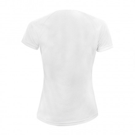 TEE SHIRT PUBLICITAIRE RESPIRANT FEMME BLANC 'SPORTY' 140 GR/M²