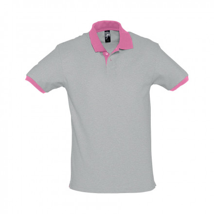 POLO PERSONNALISÉ BICOLORE 'PRINCE' 200 GR/M² - gris chiné/rose