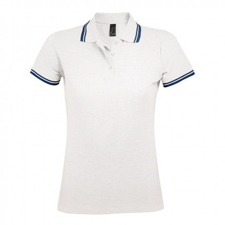 POLO BICOLORE PERSONNALISABLE FEMME 'PASADENA' 200 GR/M² - blanc/marine