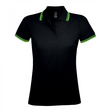 POLO BICOLORE PERSONNALISABLE FEMME 'PASADENA' 200 GR/M² - noir/lime