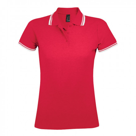 POLO BICOLORE PERSONNALISABLE FEMME 'PASADENA' 200 GR/M² - rouge/blanc