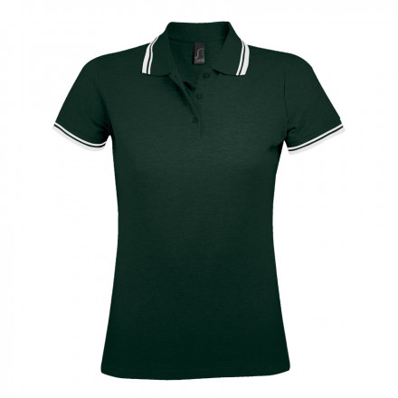 POLO BICOLORE PERSONNALISABLE FEMME 'PASADENA' 200 GR/M² - vert forêt/blanc