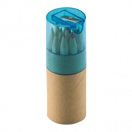 SET DE 12 CRAYONS DE COULEUR AVEC TAILLE CRAYON 'SANTANDER' - bleu