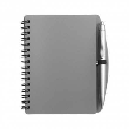 BLOC A SPIRALES A6 AVEC STYLO 'TURINO' - gris