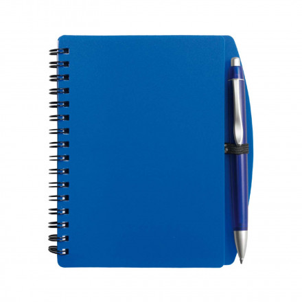 BLOC A SPIRALES A6 AVEC STYLO 'TURINO' - bleu