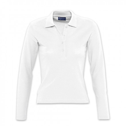 POLO PUBLICITAIRE MANCHES LONGUES FEMME 'PODIUM' BLANC - blanc