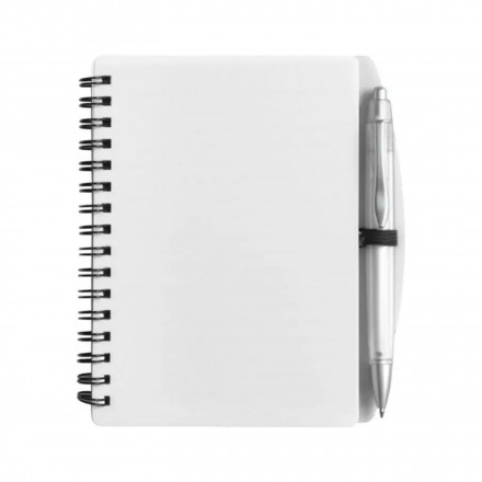 BLOC A SPIRALES A6 AVEC STYLO 'TURINO' - blanc
