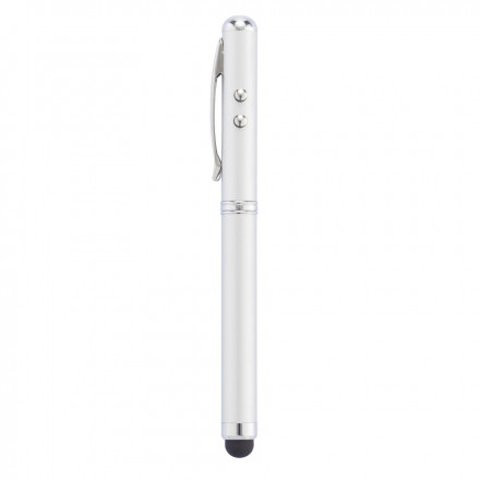 STYLO 3 EN 1 POINTEUR LASER, LAMPE ET STYLET 'LASER'PEN' - argenté