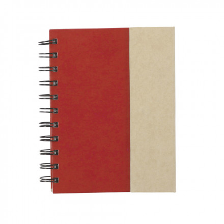 BLOC-NOTES À SPIRALES AVEC STYLO ET MÉMOS 'NOAH' - rouge