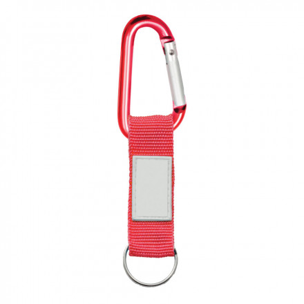PORTE-CLES PUBLICITAIRE MOUSQUETON AVEC LANIERE 'HOOK' - rouge clair