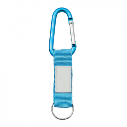 PORTE-CLES PUBLICITAIRE MOUSQUETON AVEC LANIERE 'HOOK' - bleu clair