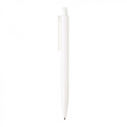 STYLO BILLE PUBLICITAIRE FINITION LOSANGE TEXTURÉ 'EUCLIDE' - blanc