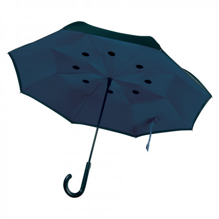 PARAPLUIE PUBLICITAIRE TEMPETE REVERSIBLE A FERMETURE AUTOMATIQUE 'LERWICK - bleu marine