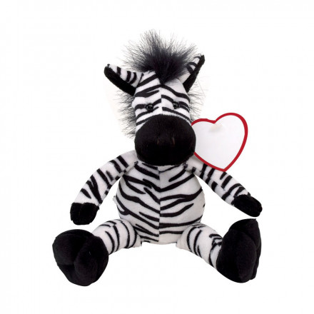 PELUCHE AVEC ÉTIQUETTE COEUR PERSONNALISÉE 'LORENZI' - zèbre
