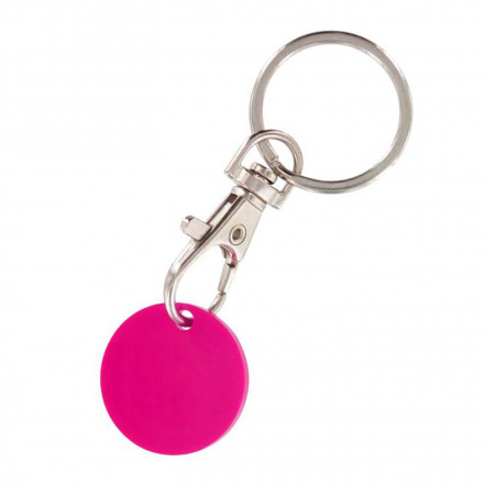 PORTE-CLÉS MOUSQUETON AVEC JETON PERSONNALISABLE 'SEGNO' - magenta