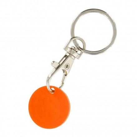 PORTE-CLÉS MOUSQUETON AVEC JETON PERSONNALISABLE 'SEGNO' - orange