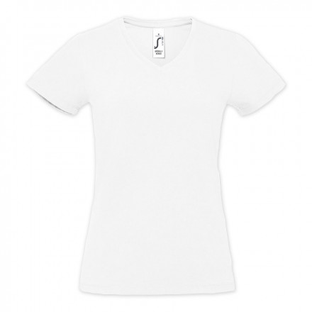 TEE-SHIRT BLANC FEMME PUBLICITAIRE COL V 'IMPERIAL V' - blanc