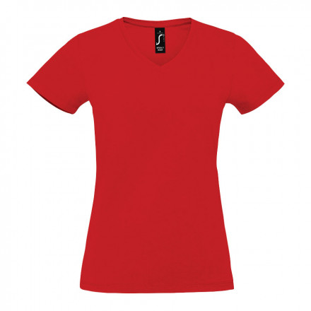 TEE-SHIRT FEMME PUBLICITAIRE COL V 'IMPERIAL V' - rouge