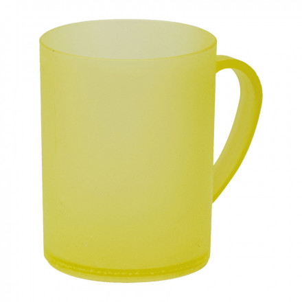 MUG PUBLICITAIRE EN PLASTIQUE 'CUP MUG 25' - transparent givré jaune
