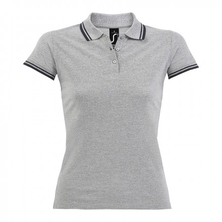 POLO BICOLORE PERSONNALISABLE FEMME 'PASADENA' 200 GR/M² - gris/marine