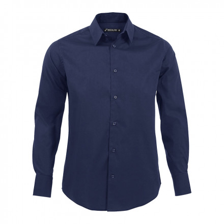 CHEMISE PERSONNALISÉE HOMME MANCHES LONGUES 'BRIGHTON' 140 GR/M² - bleu foncé