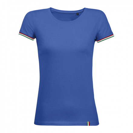T-SHIRT PERSONNALISABLE POUR FEMME 'RAINBOW' COULEURS - royal/vert prairie