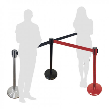 BARRIÈRE PUBLICITAIRE À CEINTURE RÉTRACTABLE COULEUR 'BARU' - rouge