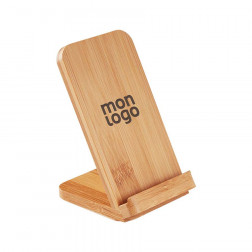 CHARGEUR À INDUCTION ET SUPPORT PUBLICITAIRE 'EKKO' EN BAMBOU